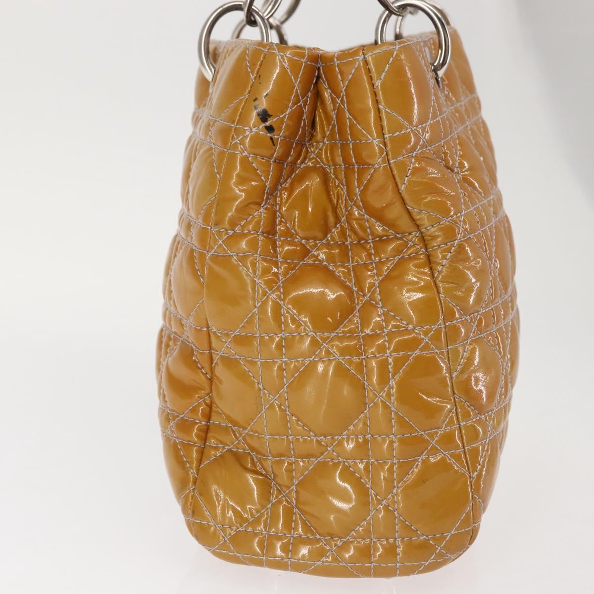 Christian Dior Canage Hand Bag Enamel Yellow Silver Auth 143263