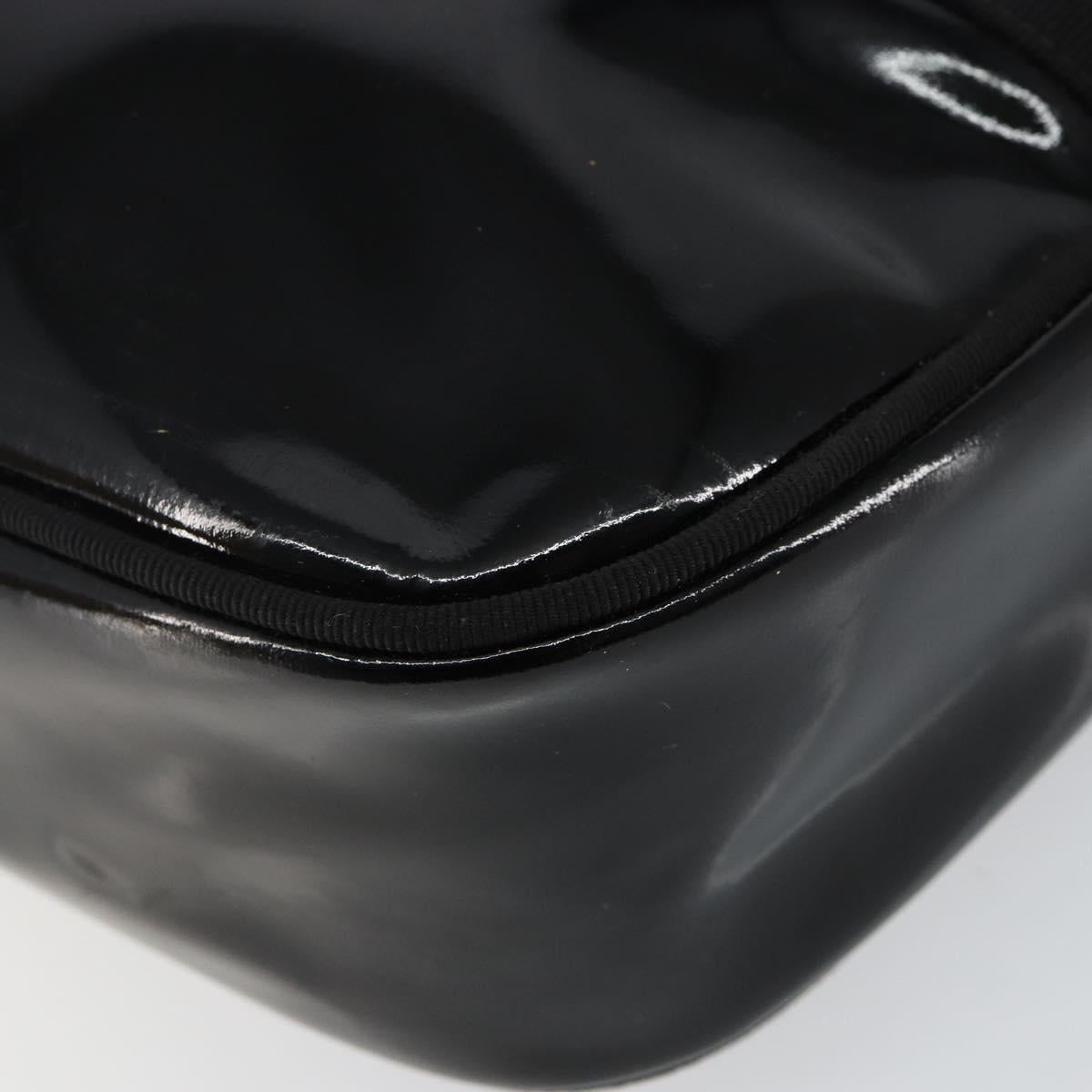 Salvatore Ferragamo Vala Shoulder Bag Enamel Black Gold Auth 143264
