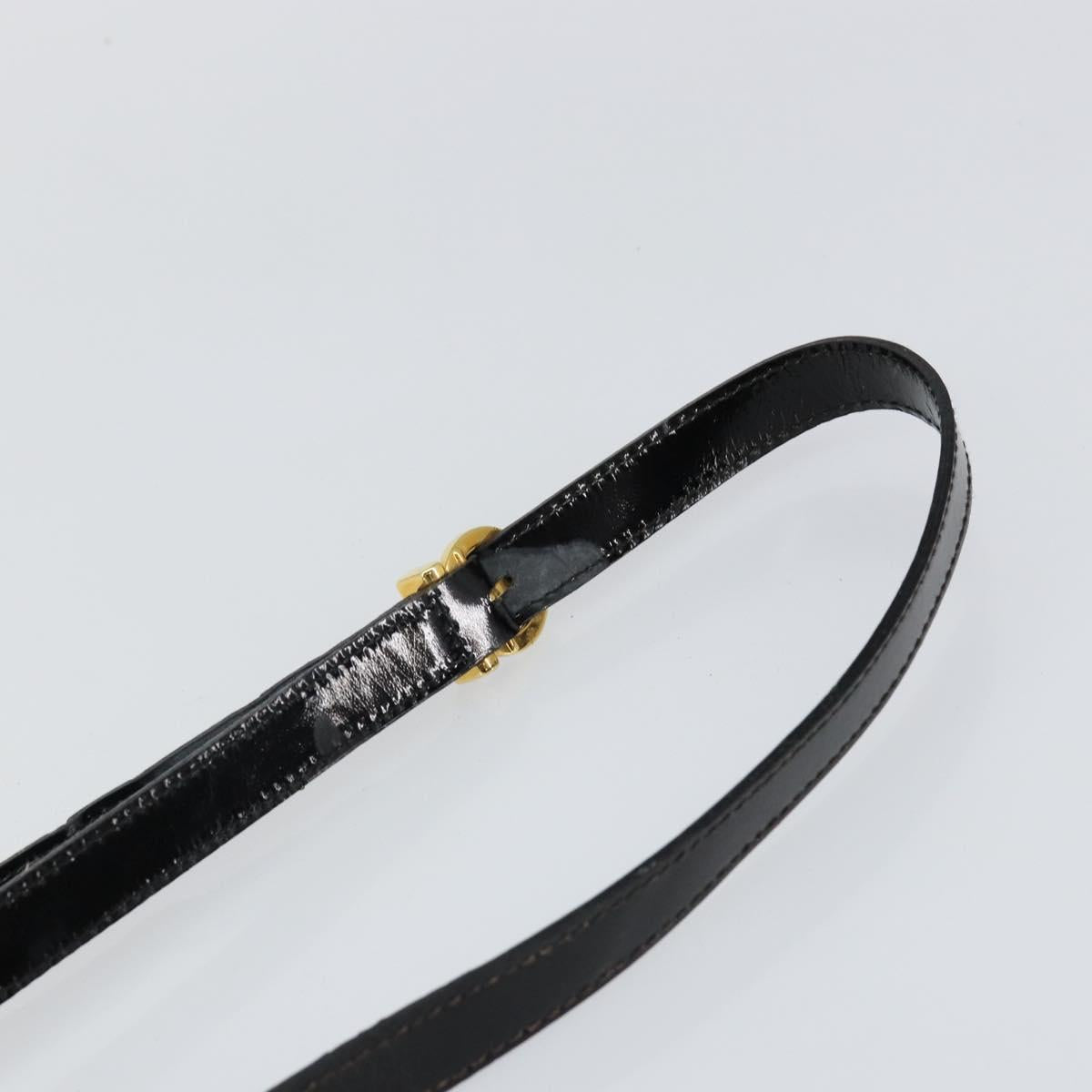 Salvatore Ferragamo Vala Shoulder Bag Enamel Black Gold Auth 143264