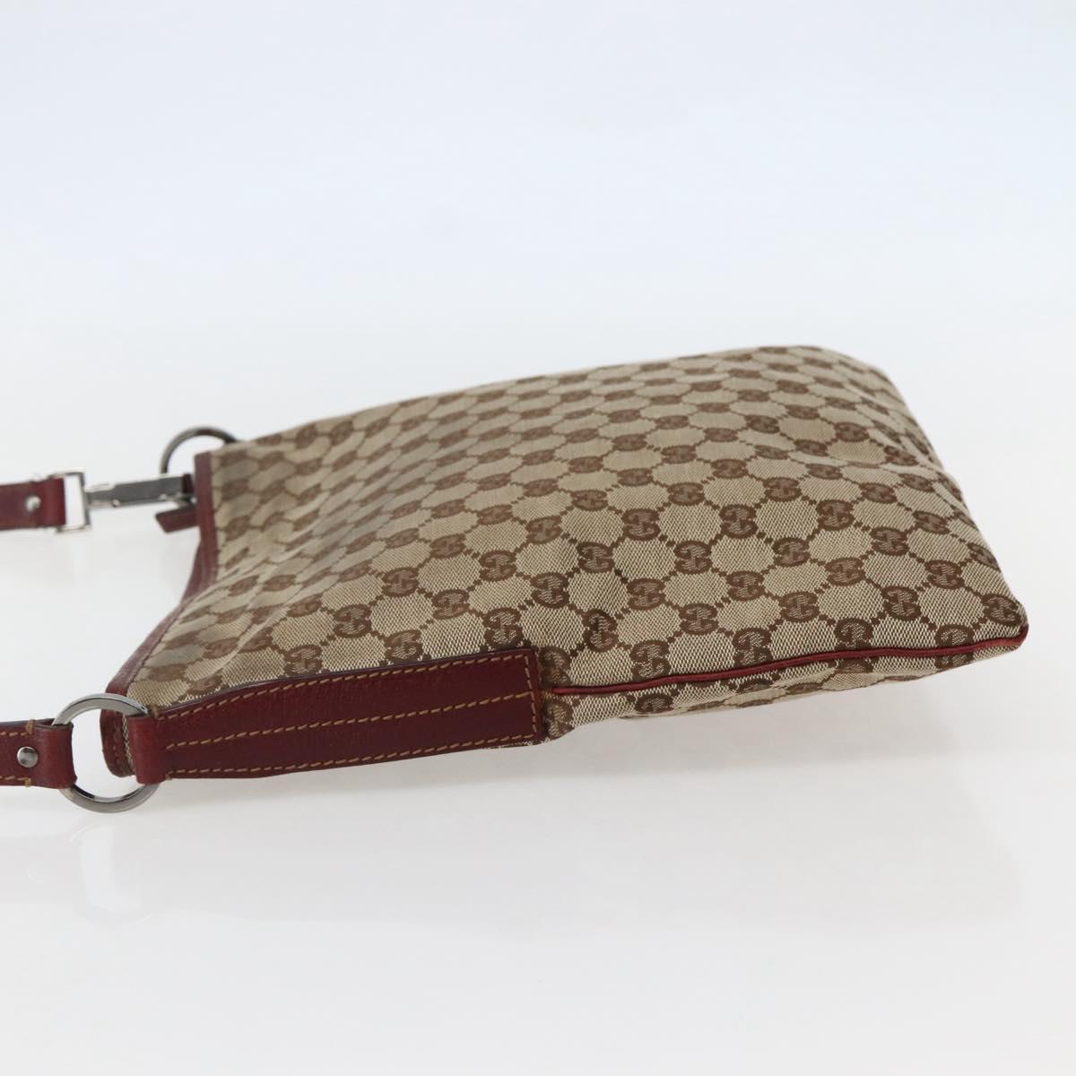 GUCCI GG Canvas Shoulder Bag Beige Silver 113013 Auth 143267