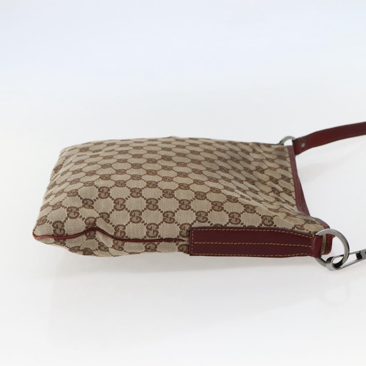 GUCCI GG Canvas Shoulder Bag Beige Silver 113013 Auth 143267