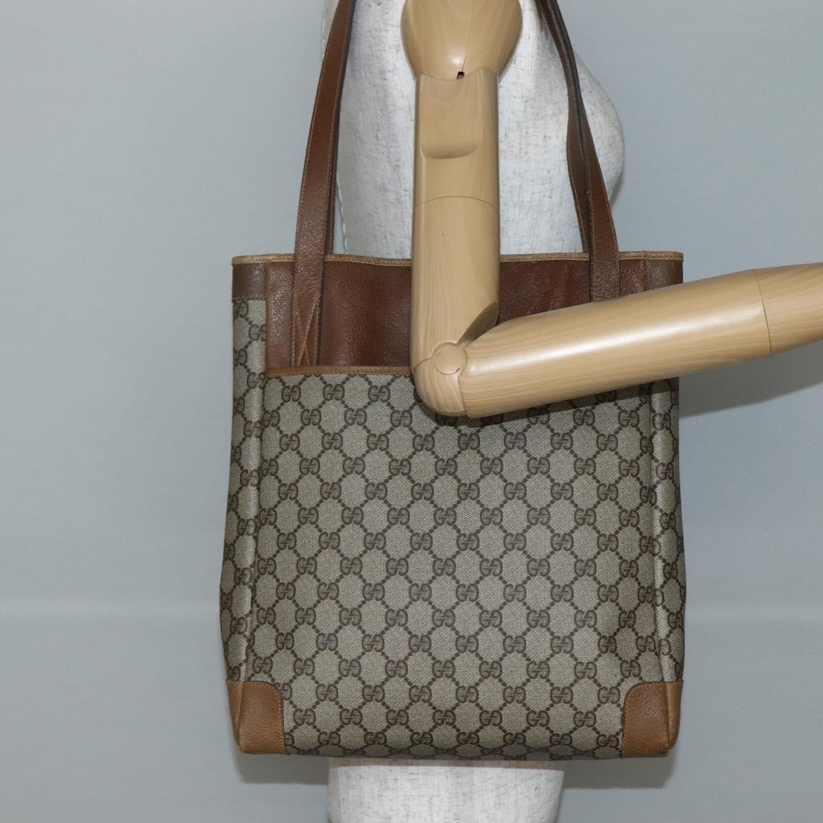 GUCCI GG Supreme Tote Bag PVC Beige Gold 002 37 0035 Auth 143269