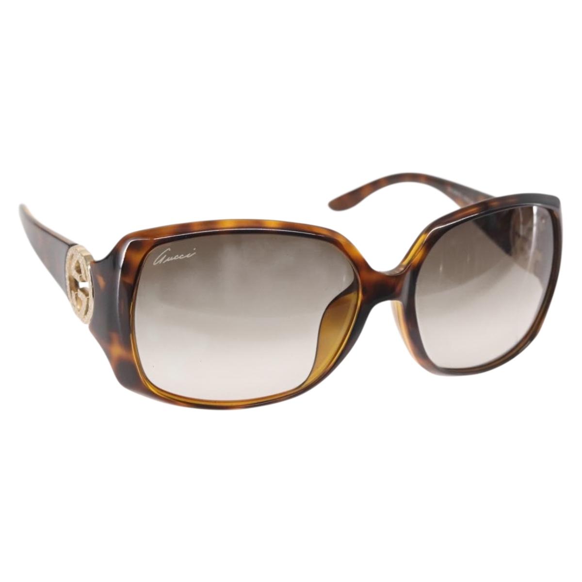 GUCCI Sunglasses Plastic Brown Auth 143270