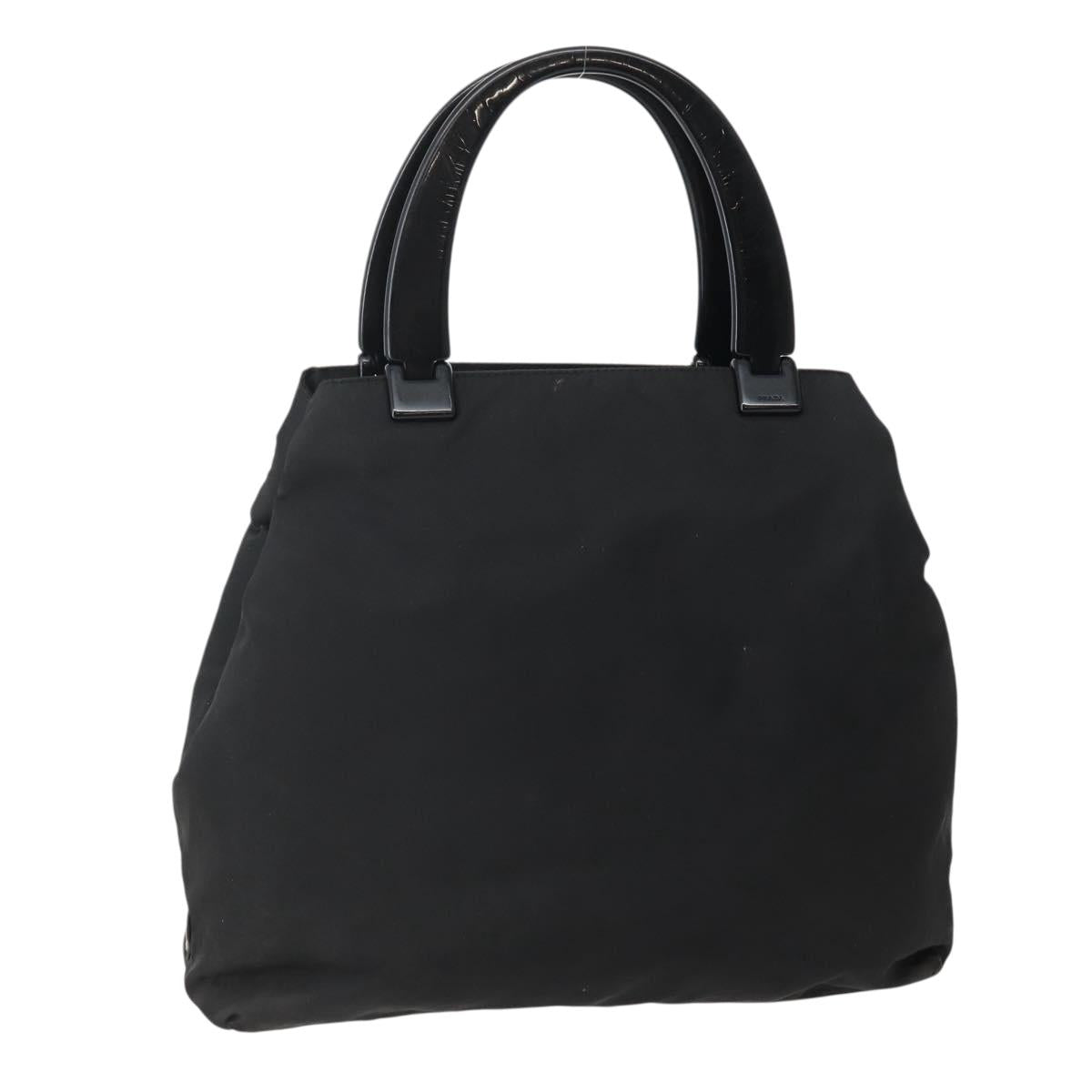 PRADA Hand Bag Nylon Black Silver Auth 143271
