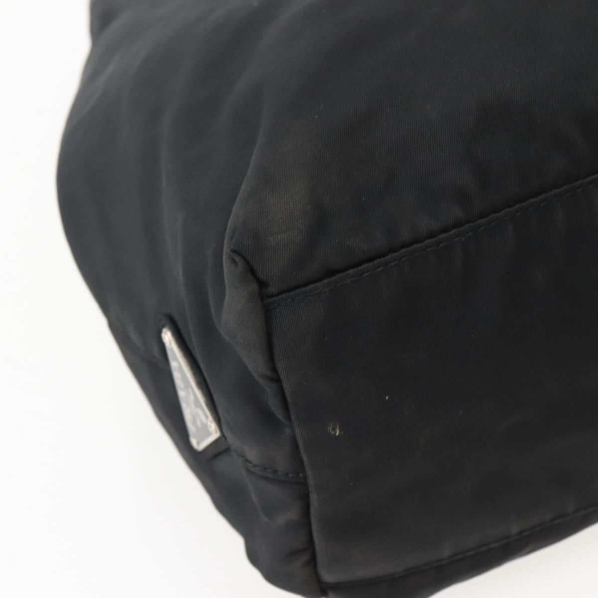 PRADA Hand Bag Nylon Black Silver Auth 143271