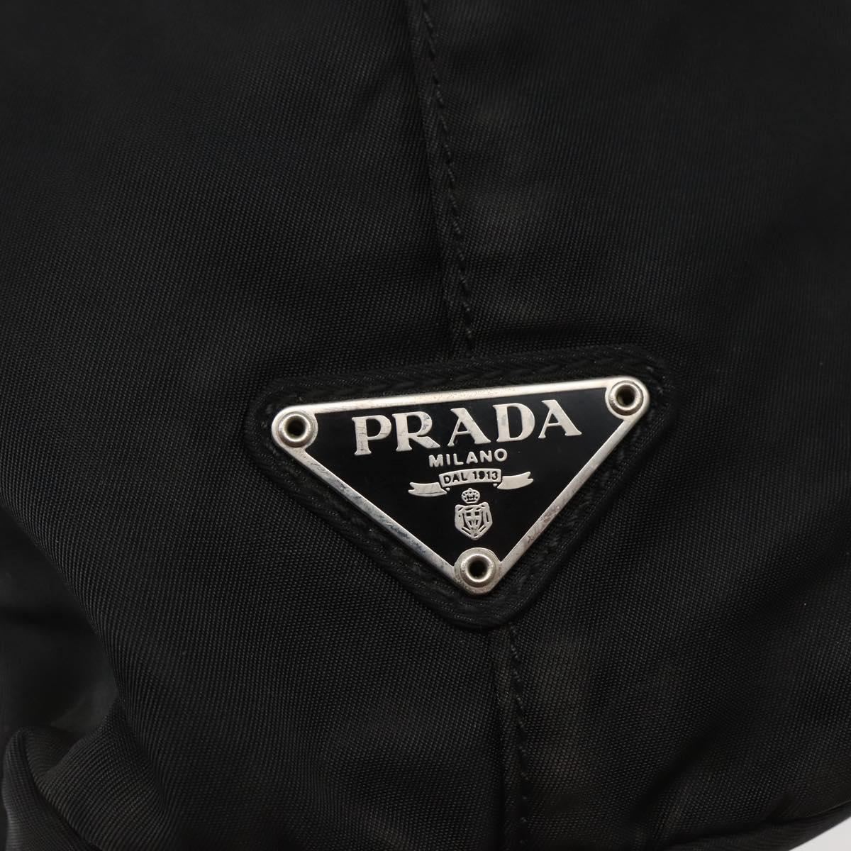 PRADA Hand Bag Nylon Black Silver Auth 143271