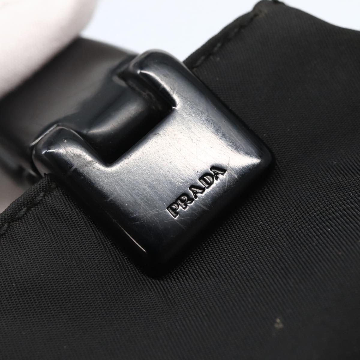 PRADA Hand Bag Nylon Black Silver Auth 143271