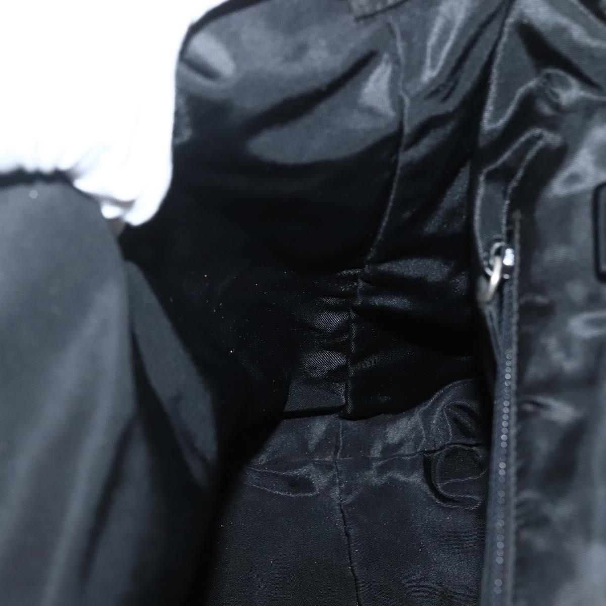 PRADA Hand Bag Nylon Black Silver Auth 143271