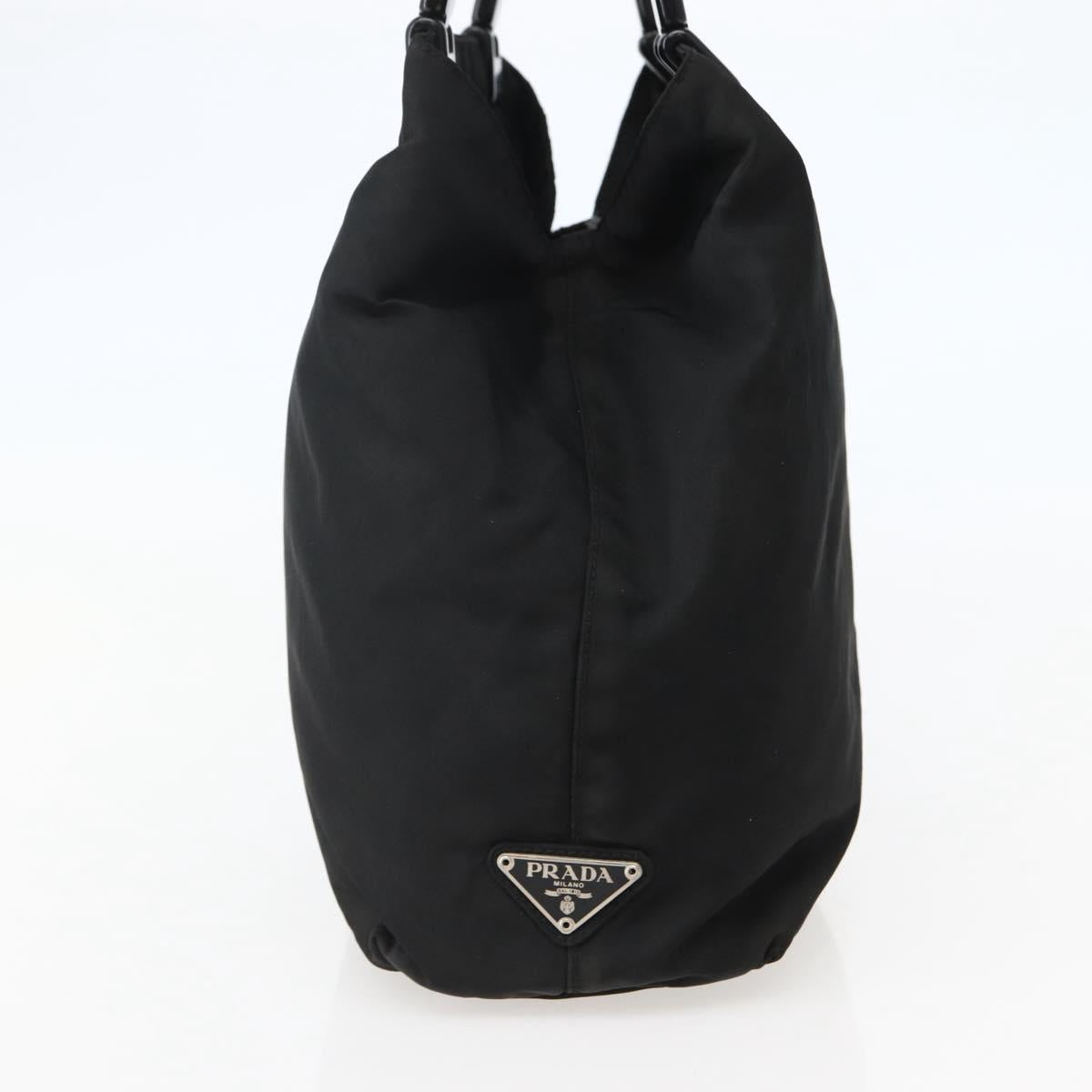 PRADA Hand Bag Nylon Black Silver Auth 143271