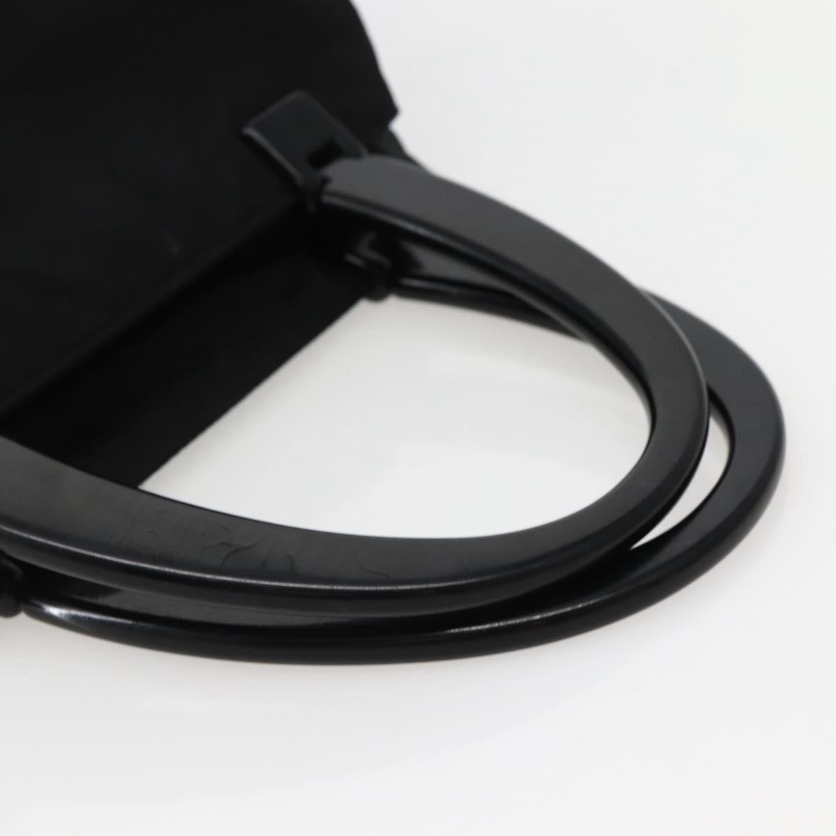 PRADA Hand Bag Nylon Black Silver Auth 143271