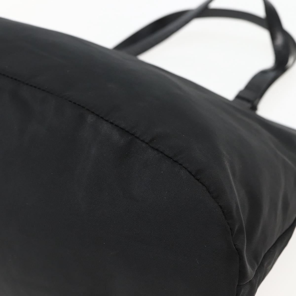 PRADA Tote Bag Nylon Black Silver Auth 143273
