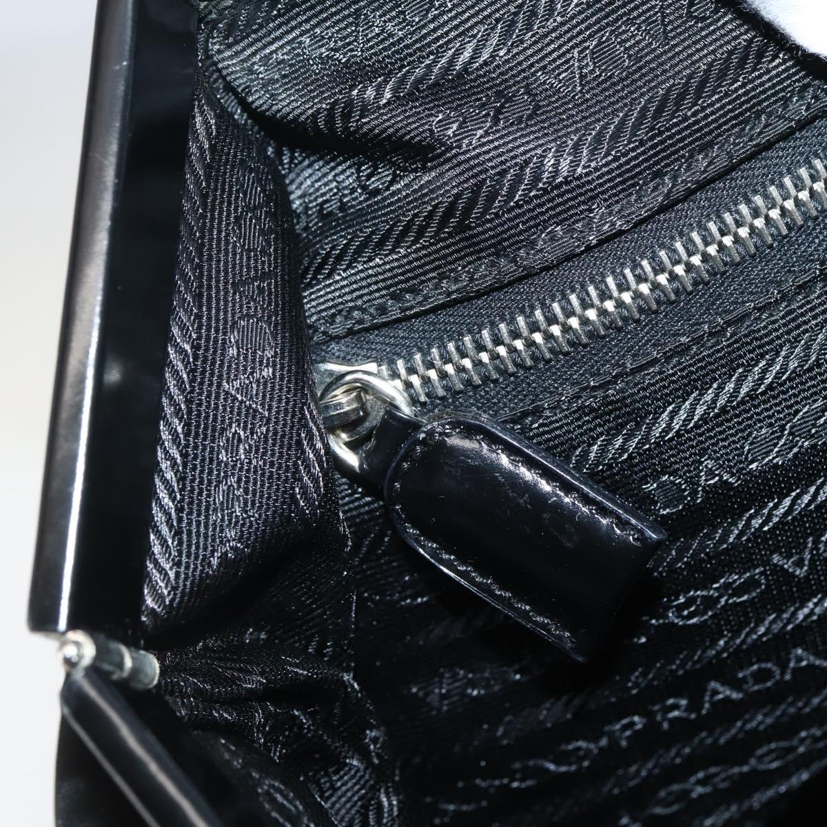 PRADA Tote Bag Nylon Black Silver Auth 143273
