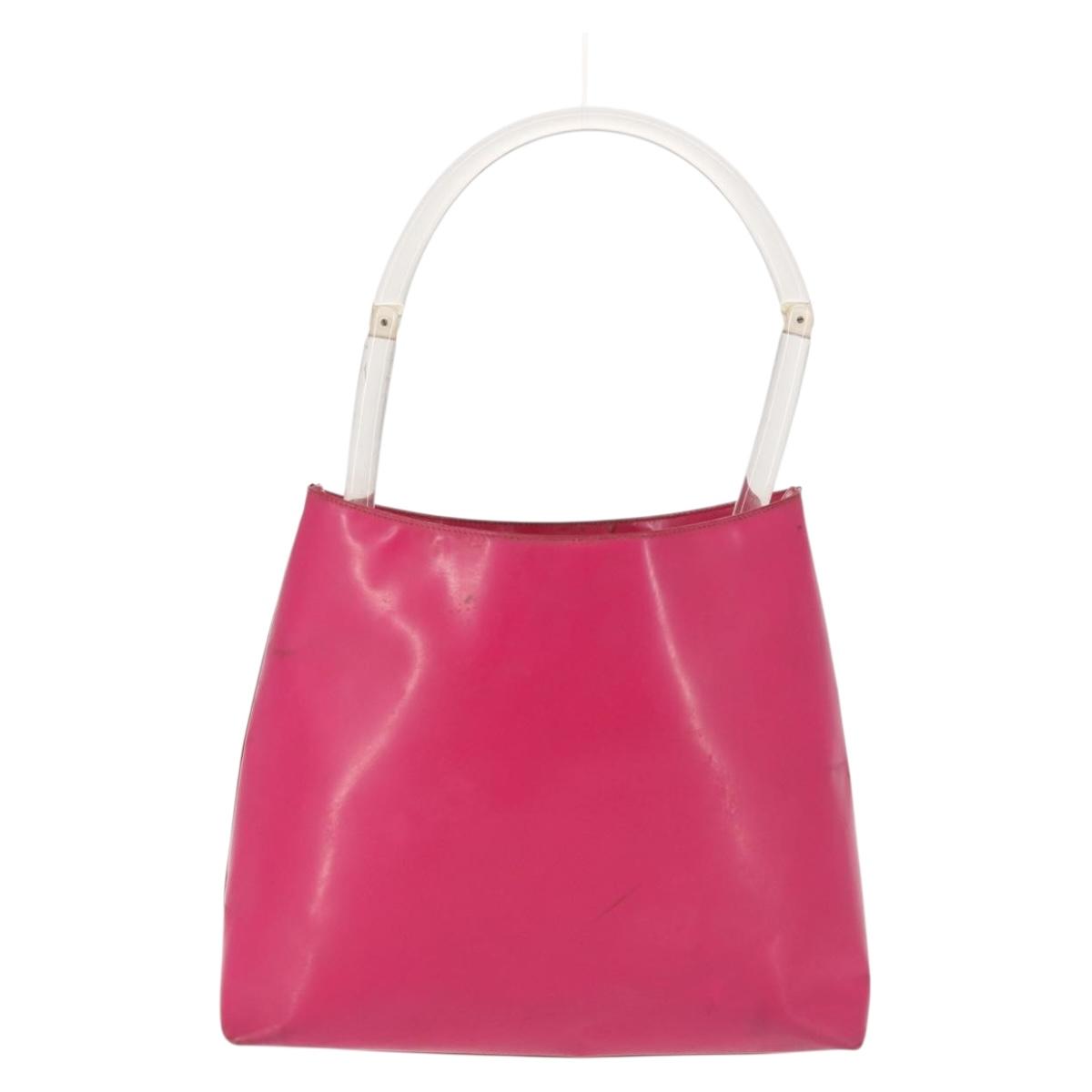 PRADA Shoulder Bag Leather Pink Clear Auth 143274