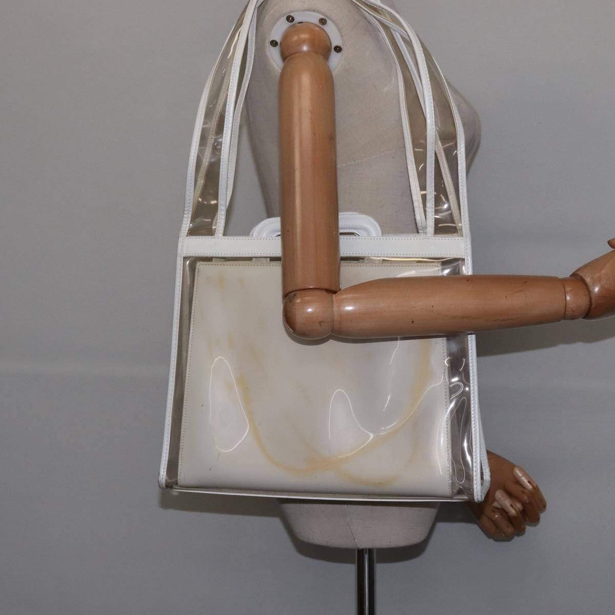 GUCCI Tote Bag Vinyl Clear Silver 001 2122 1773 Auth 143275