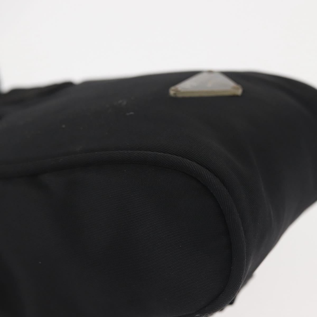 PRADA Shoulder Bag Nylon Black Silver Auth 143276