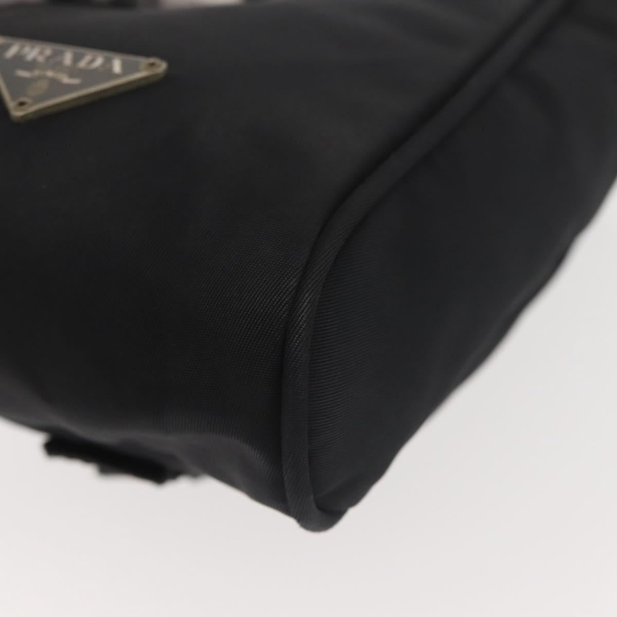 PRADA Shoulder Bag Nylon Black Silver Auth 143276