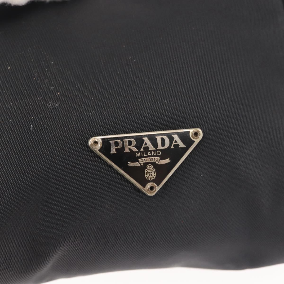 PRADA Shoulder Bag Nylon Black Silver Auth 143276