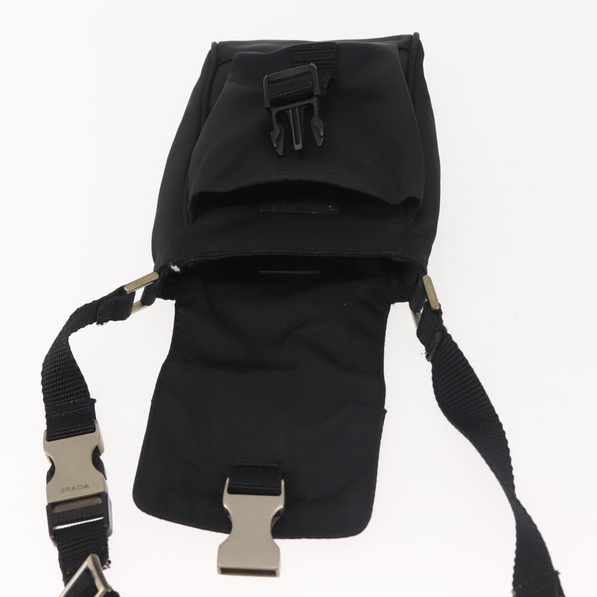 PRADA Shoulder Bag Nylon Black Silver Auth 143276