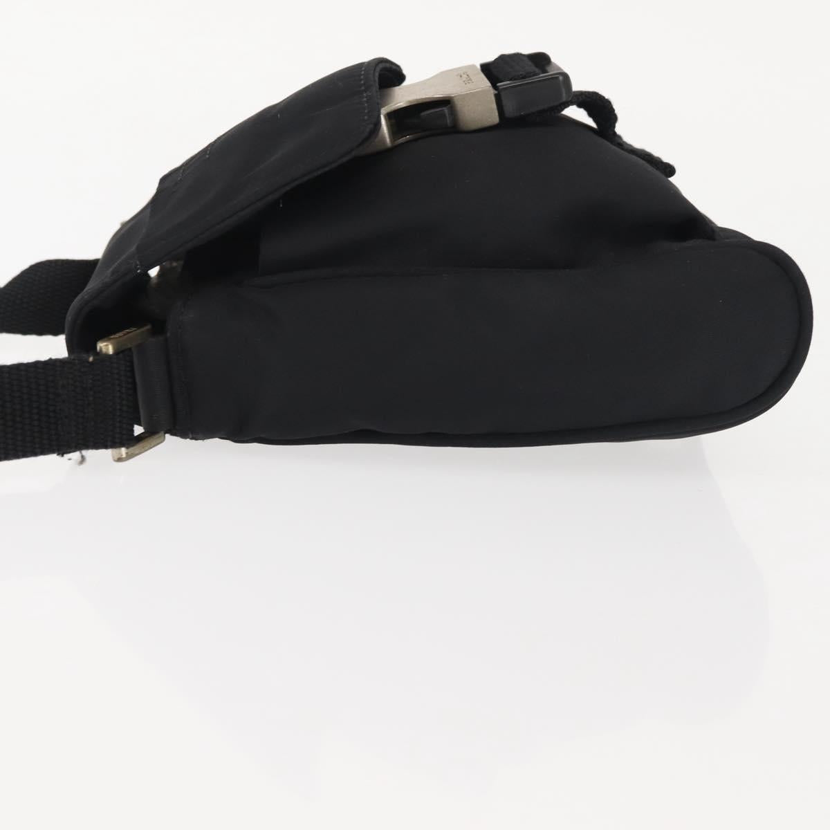 PRADA Shoulder Bag Nylon Black Silver Auth 143276