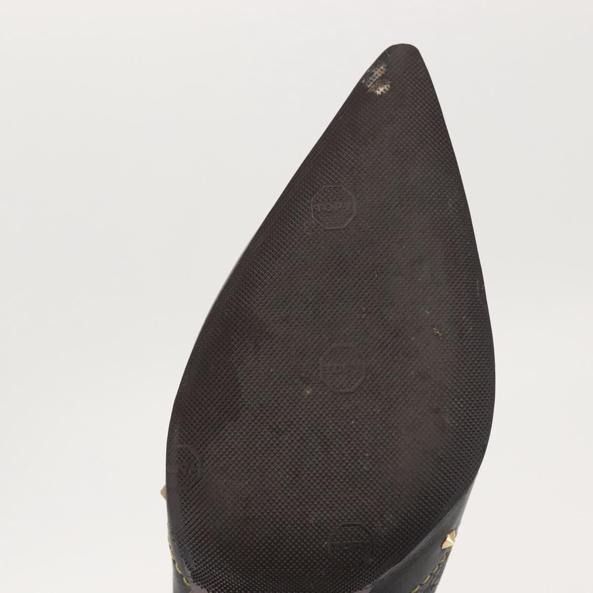 LOUIS VUITTON Short Boots Suhari Leather 34 1/2 Black Gold LV Auth 143282