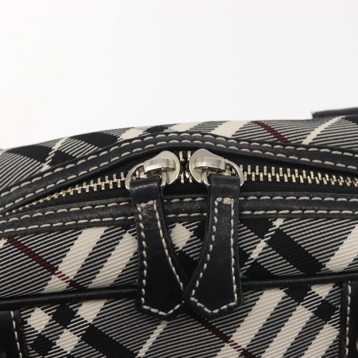BURBERRY Nova Check Hand Bag Nylon Black Silver Auth 143283