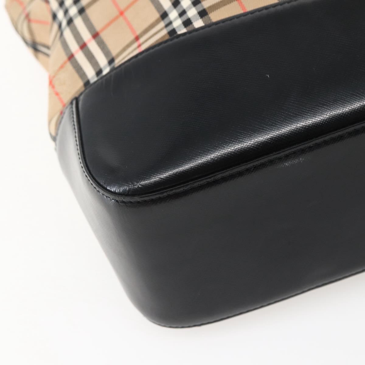 Burberrys Nova Check Tote Bag Canvas Beige Gold Auth 143284