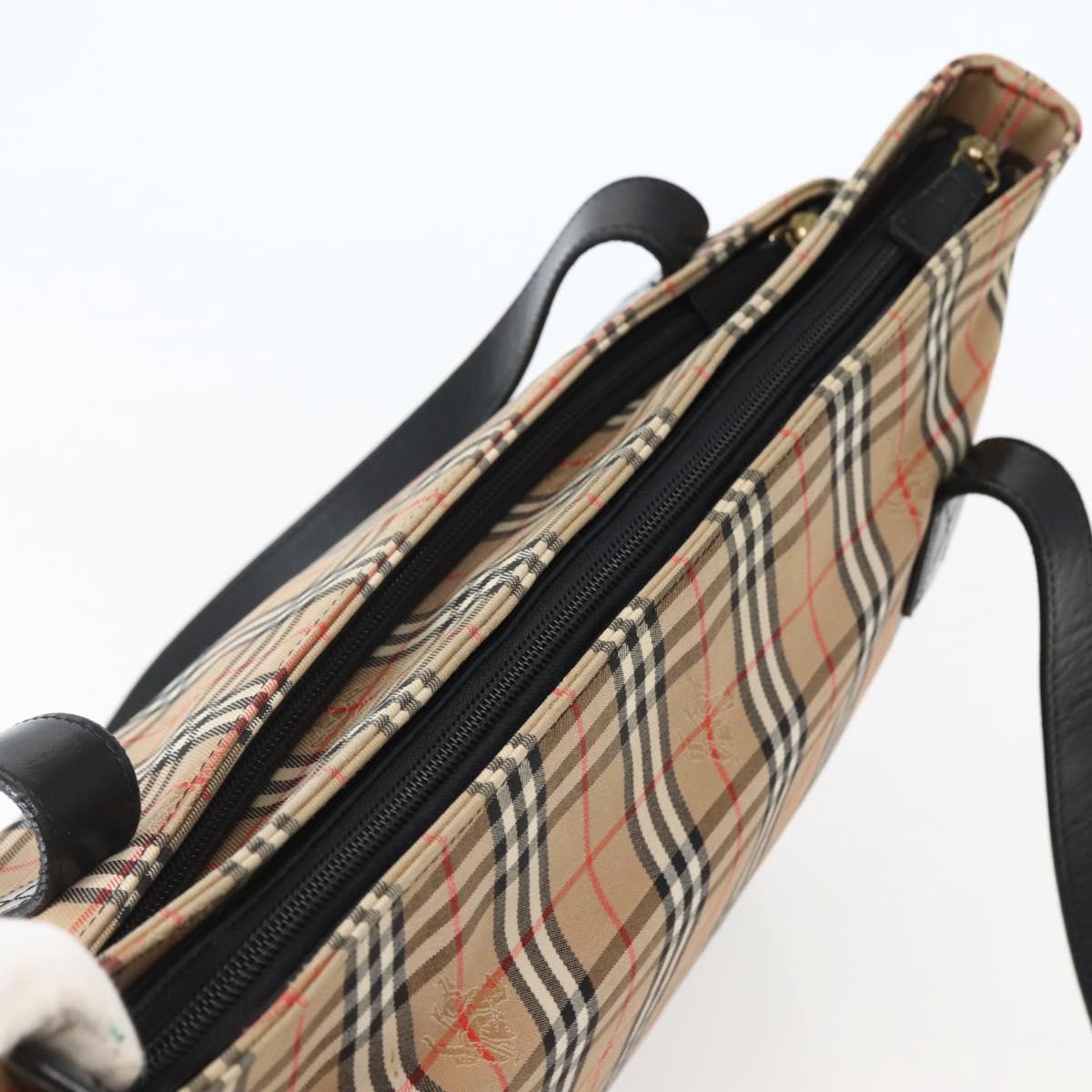 Burberrys Nova Check Tote Bag Canvas Beige Gold Auth 143284