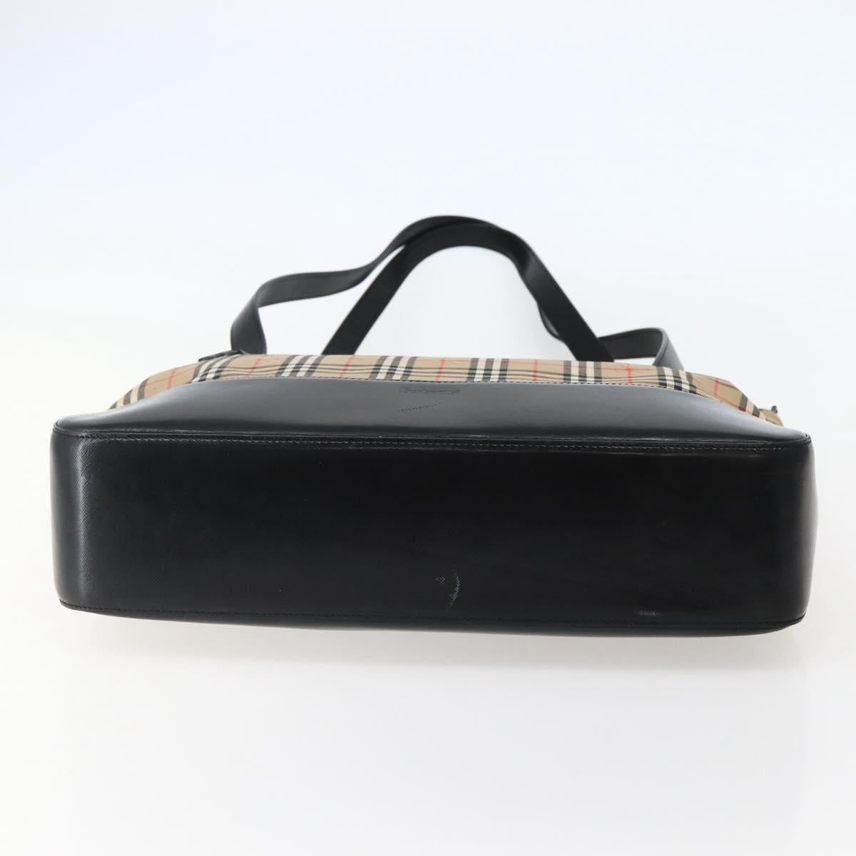 Burberrys Nova Check Tote Bag Canvas Beige Gold Auth 143284