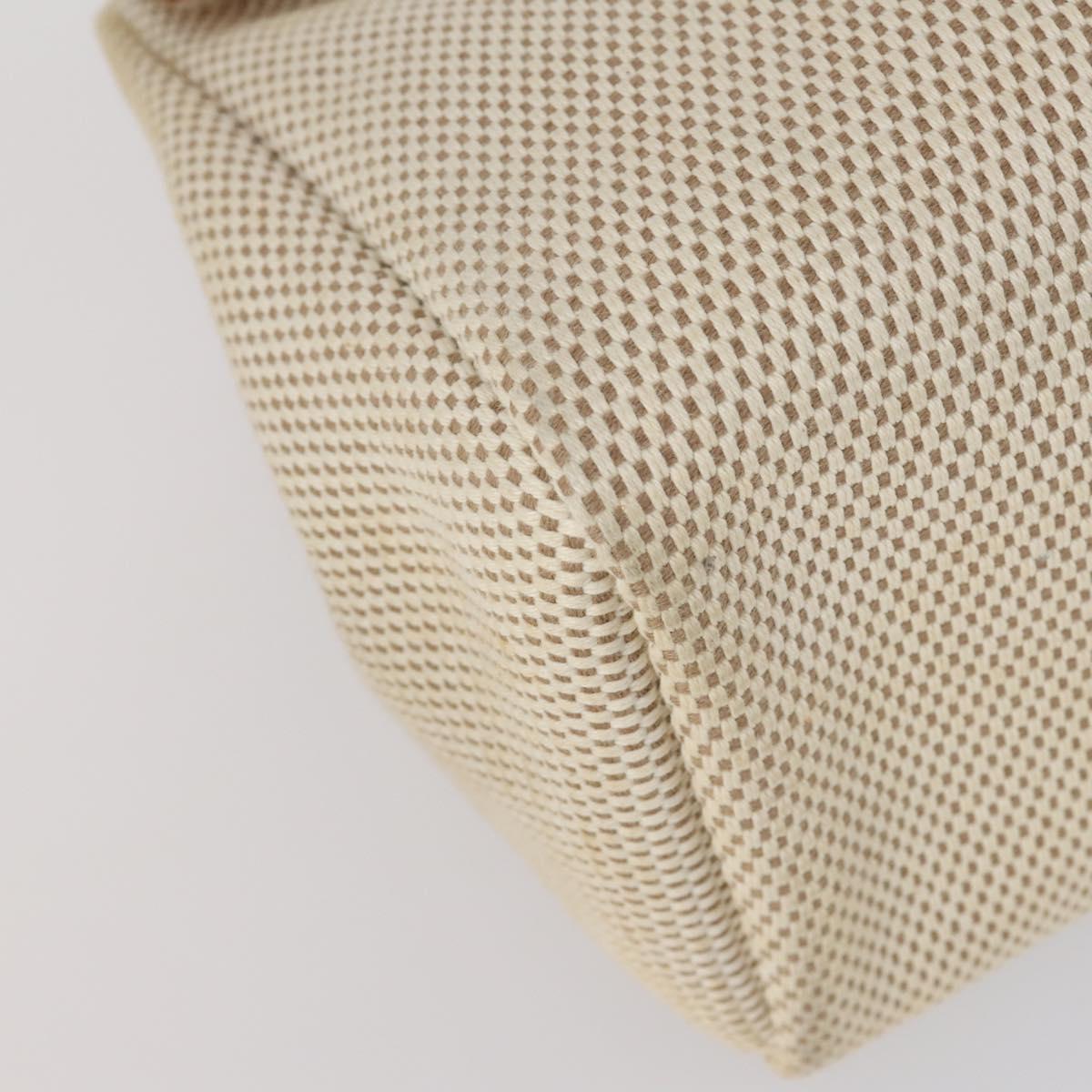 HERMES Her Bag Cabus GM Tote Bag Canvas Leather Beige Auth 143299