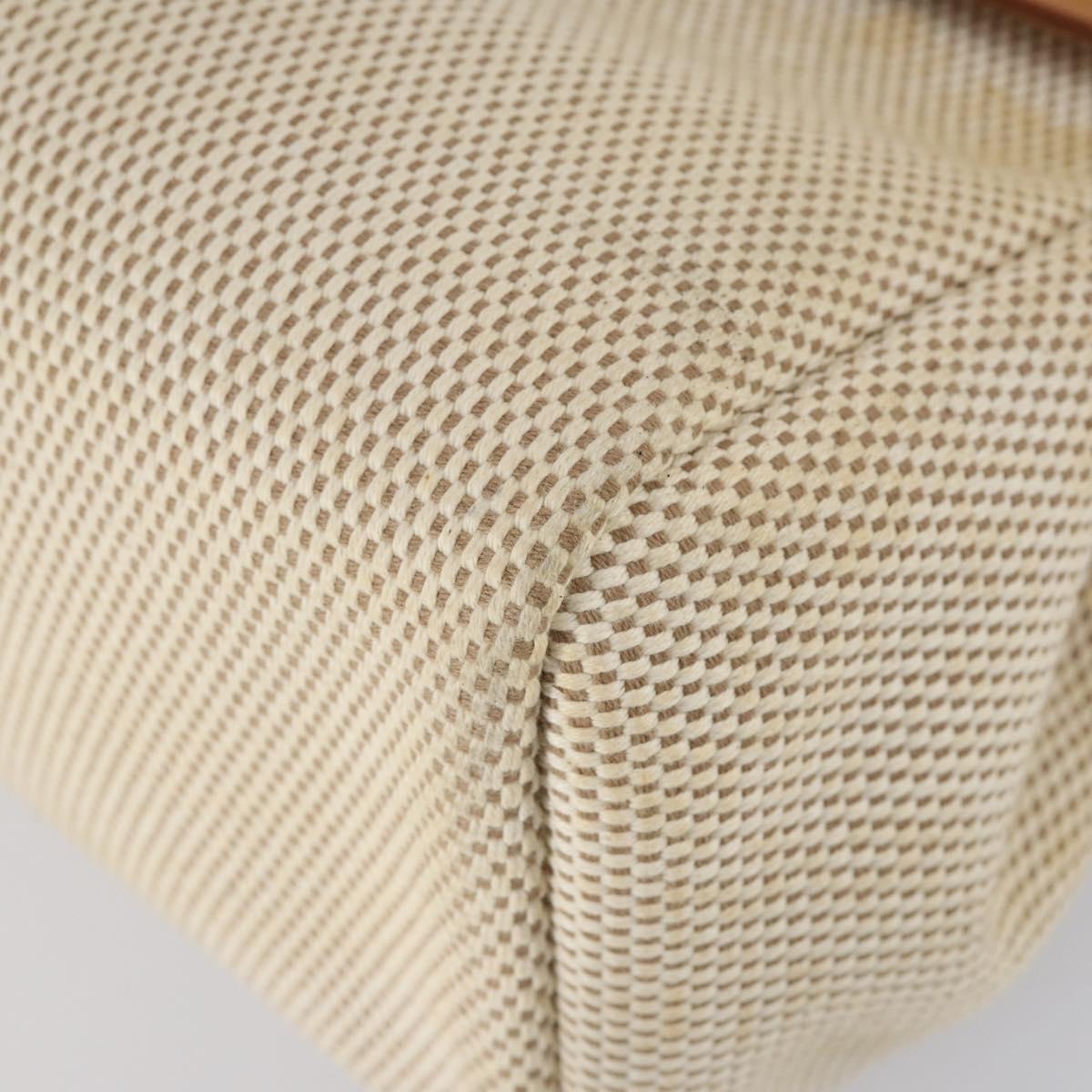 HERMES Her Bag Cabus GM Tote Bag Canvas Leather Beige Auth 143299