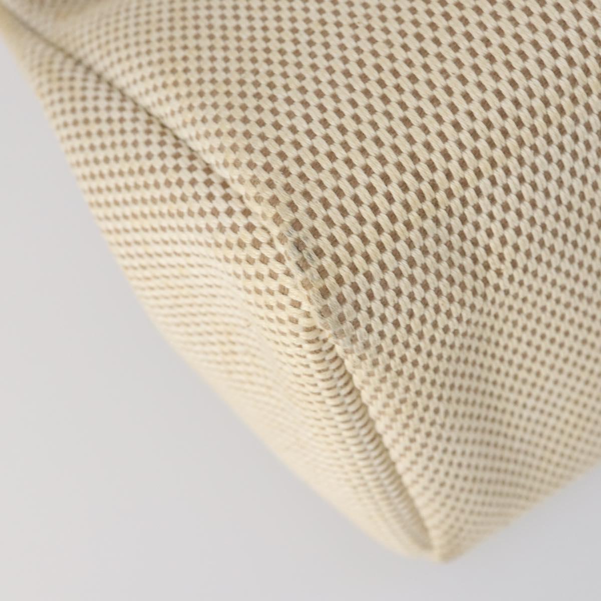 HERMES Her Bag Cabus GM Tote Bag Canvas Leather Beige Auth 143299