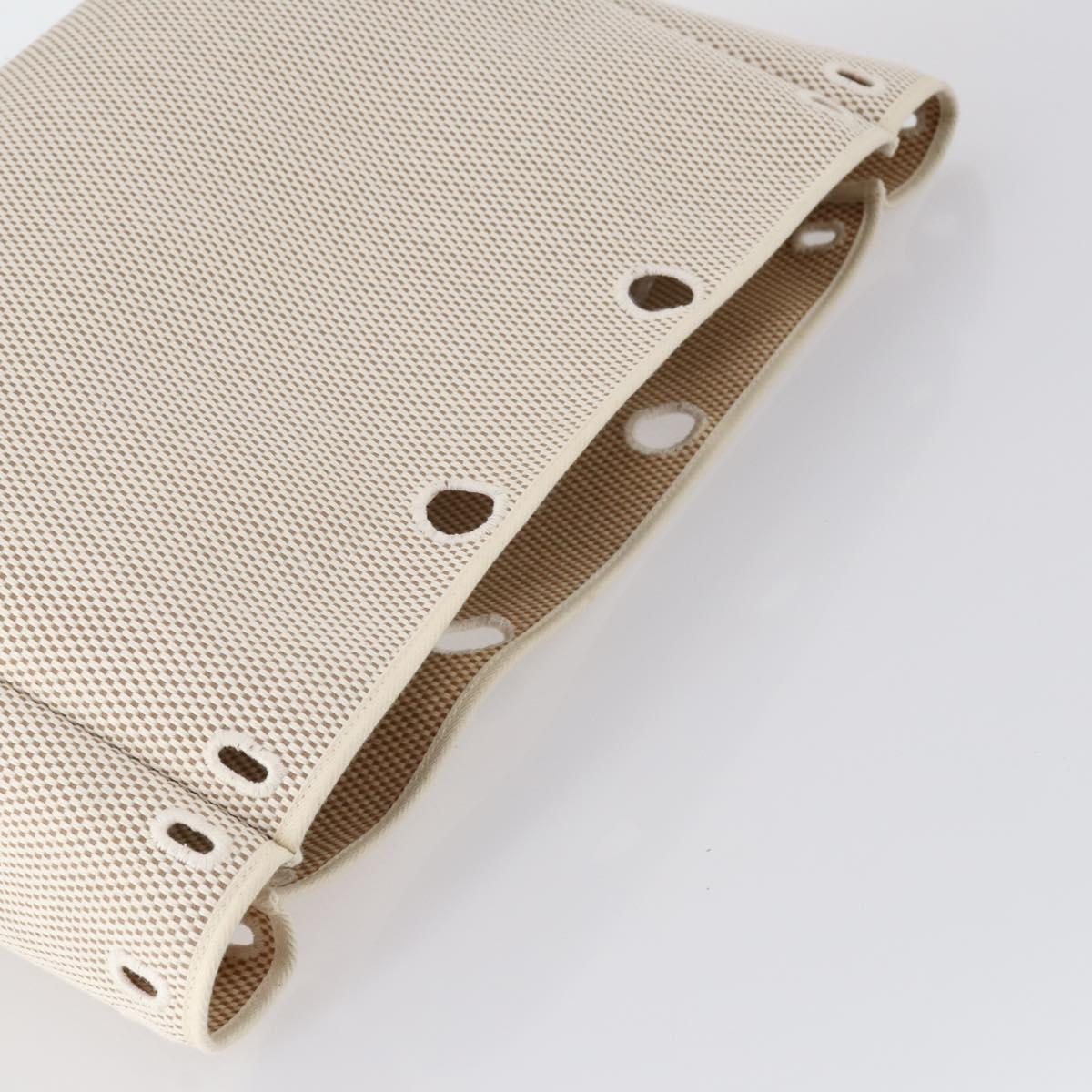 HERMES Her Bag Cabus GM Tote Bag Canvas Leather Beige Auth 143299