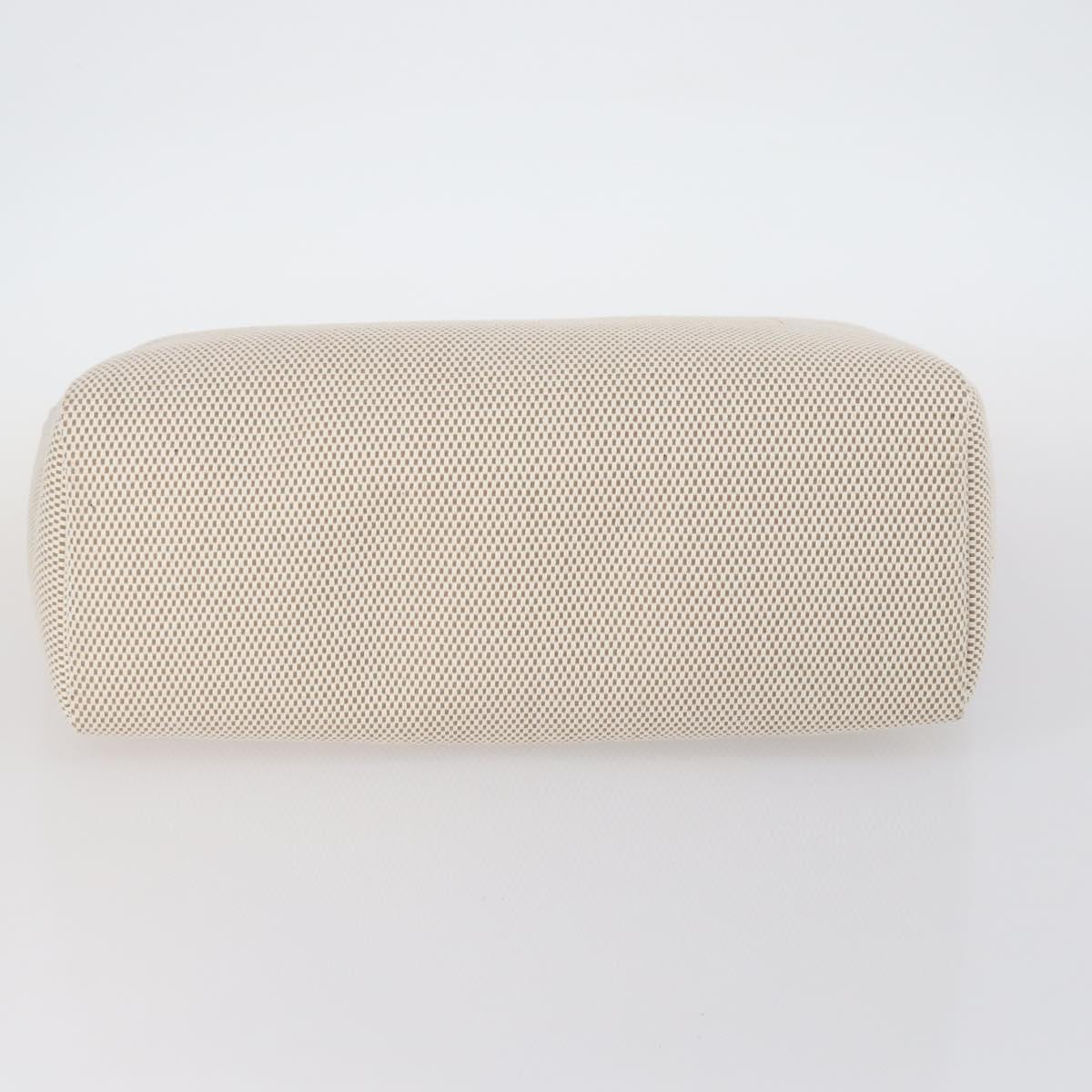 HERMES Her Bag Cabus GM Tote Bag Canvas Leather Beige Auth 143299