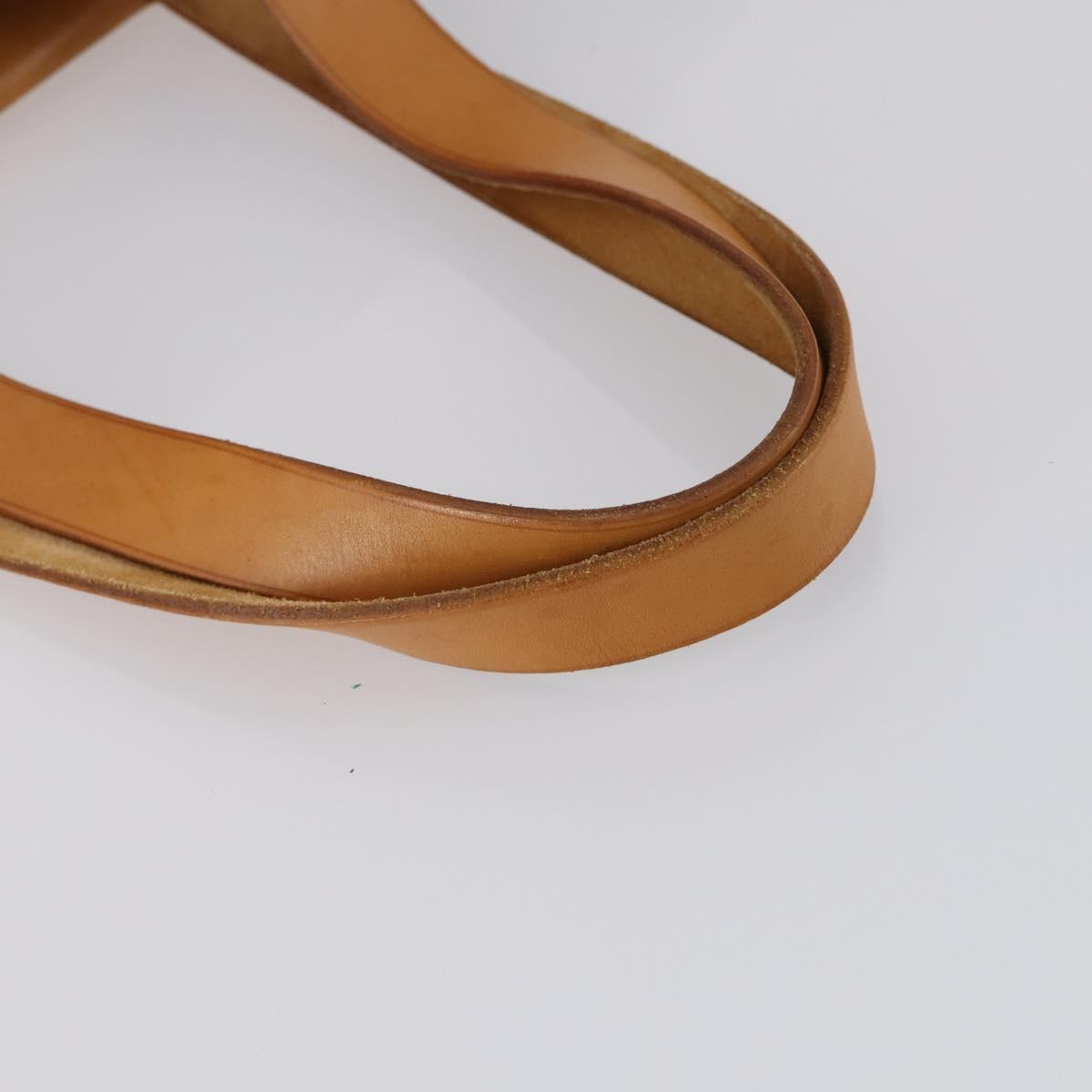 HERMES Her Bag Cabus GM Tote Bag Canvas Leather Beige Auth 143299