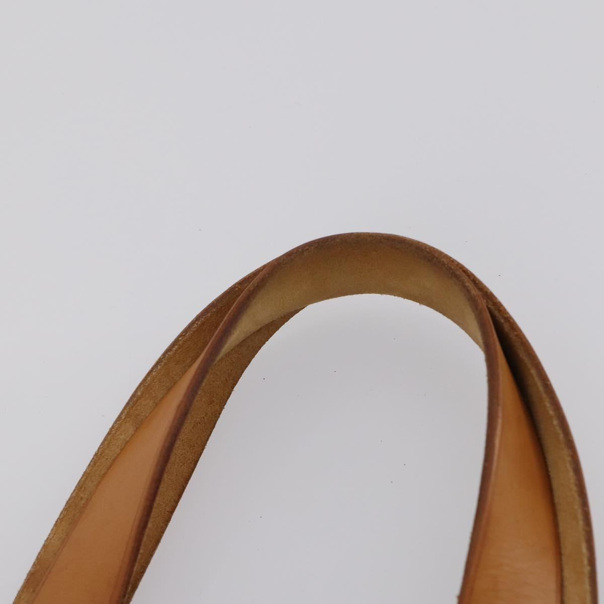 HERMES Her Bag Cabus GM Tote Bag Canvas Leather Beige Auth 143299