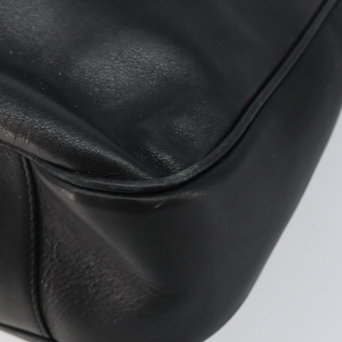 GUCCI Bamboo Hand Bag Leather Black Gold 001 1577 Auth 143300