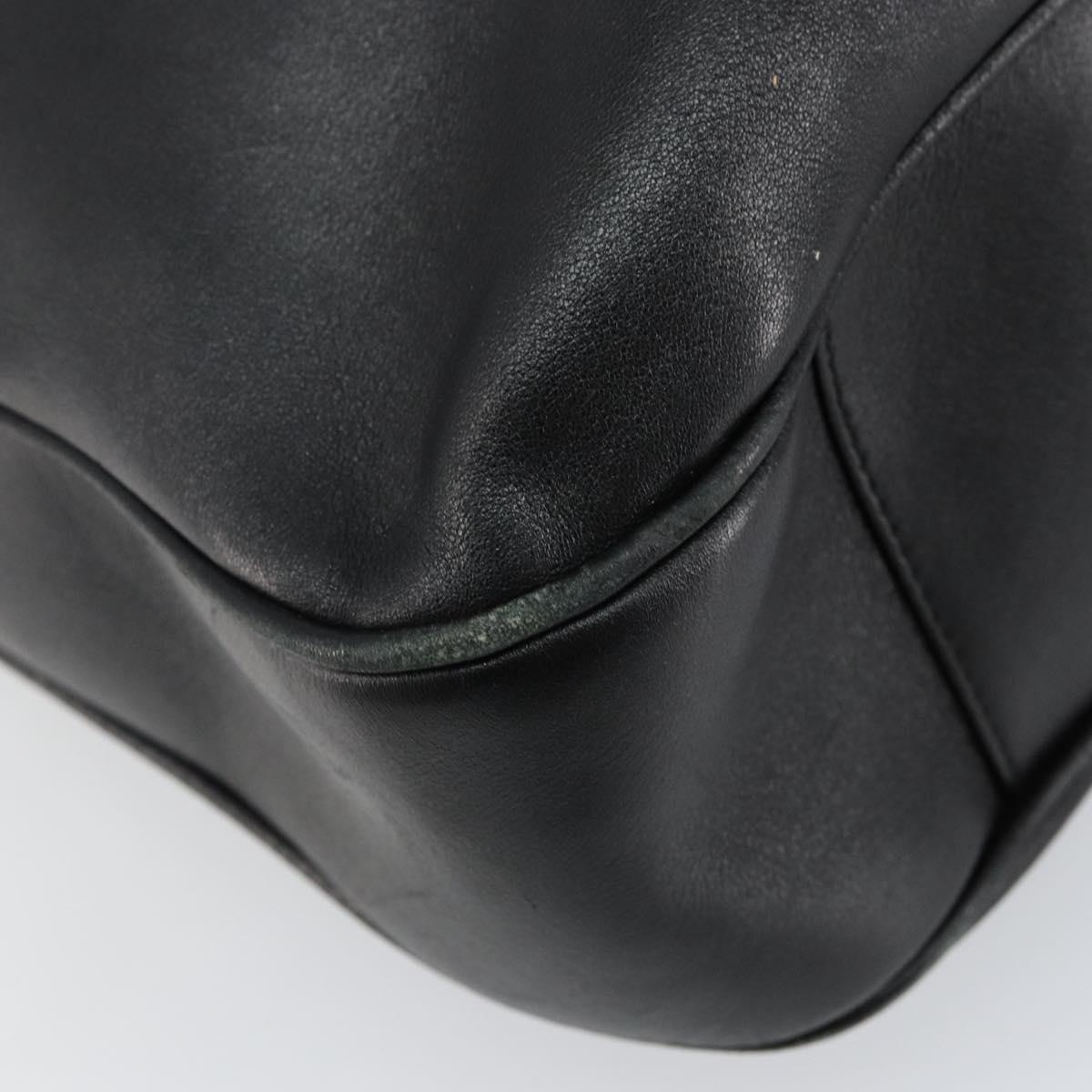 GUCCI Bamboo Hand Bag Leather Black Gold 001 1577 Auth 143300
