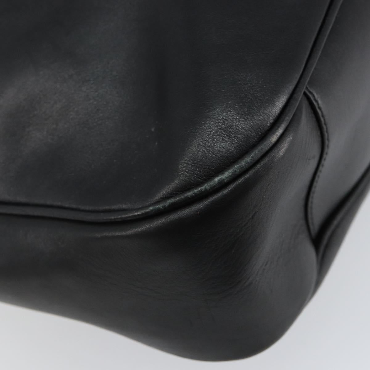 GUCCI Bamboo Hand Bag Leather Black Gold 001 1577 Auth 143300