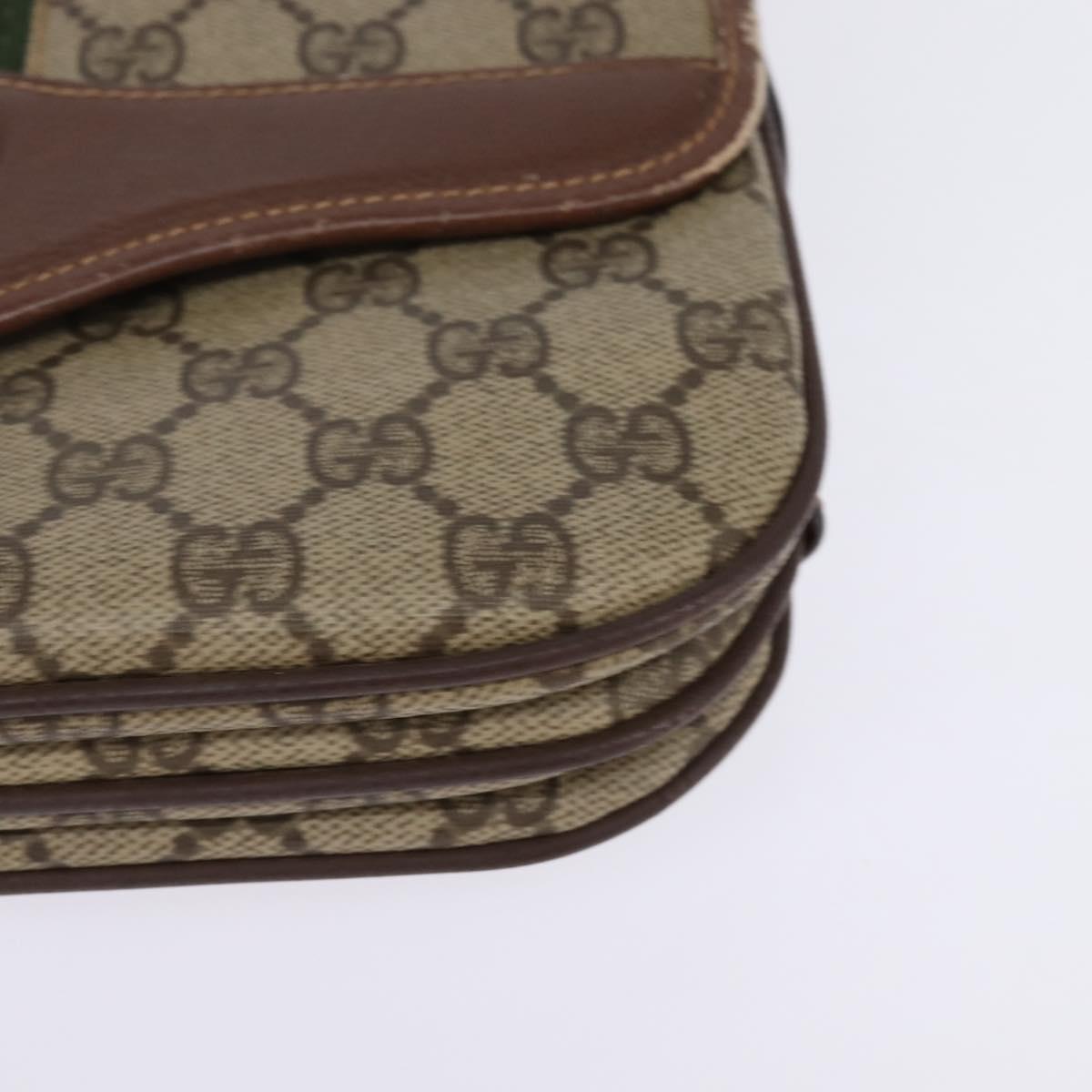 GUCCI GG Supreme Web Sherry Line Bag PVC Beige Gold 001 113 6862 Auth 143301