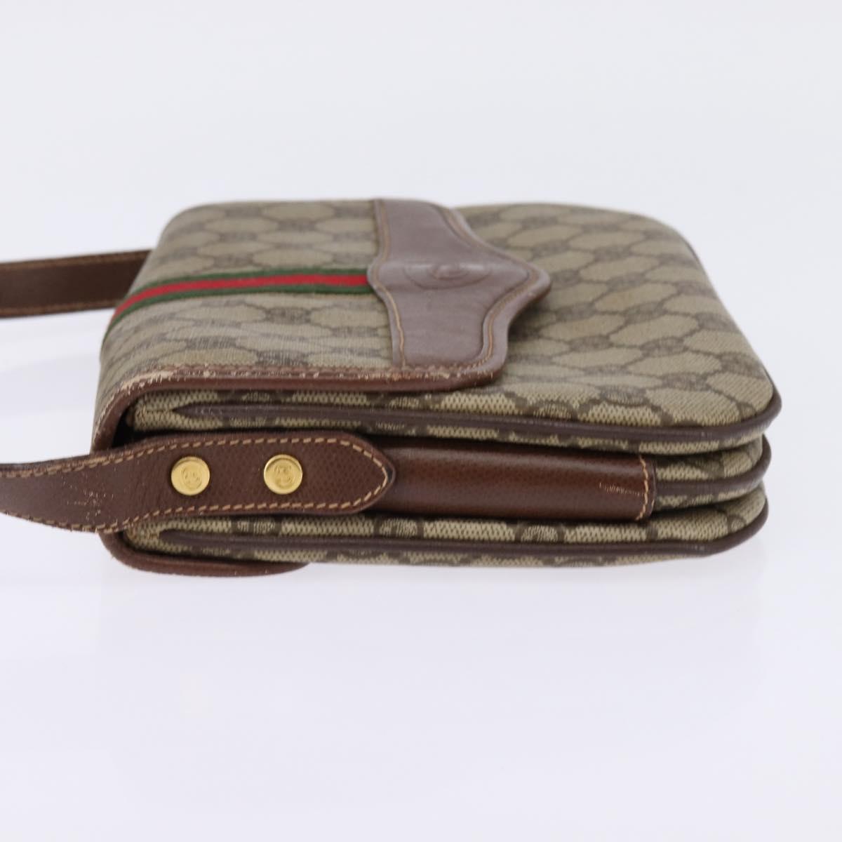 GUCCI GG Supreme Web Sherry Line Bag PVC Beige Gold 001 113 6862 Auth 143301