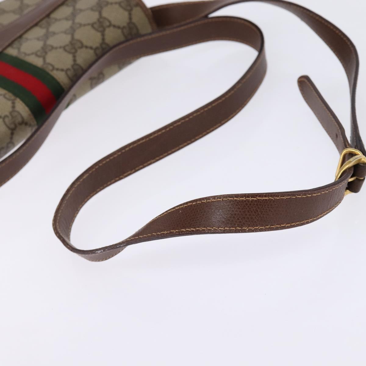 GUCCI GG Supreme Web Sherry Line Bag PVC Beige Gold 001 113 6862 Auth 143301