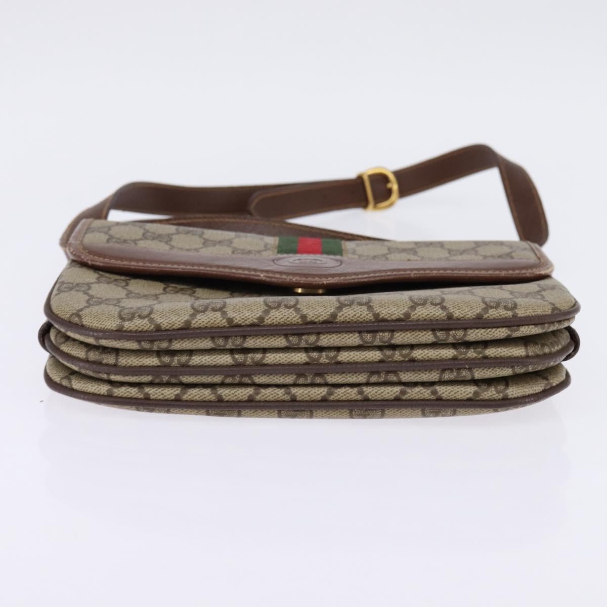 GUCCI GG Supreme Web Sherry Line Bag PVC Beige Gold 001 113 6862 Auth 143301