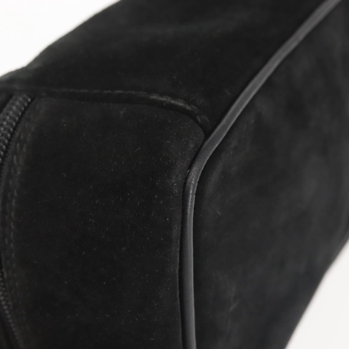 GUCCI Vanity Pouch Suede Black Gold 032 1705 0141 Auth 143303