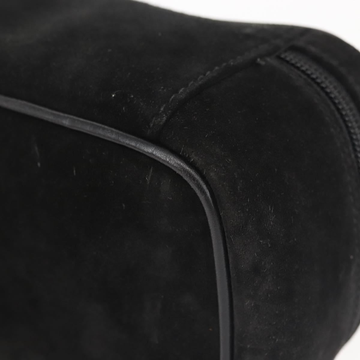 GUCCI Vanity Pouch Suede Black Gold 032 1705 0141 Auth 143303