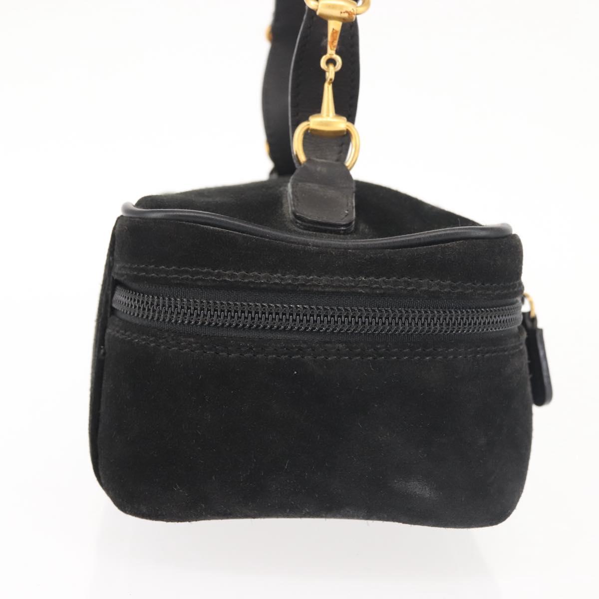 GUCCI Vanity Pouch Suede Black Gold 032 1705 0141 Auth 143303