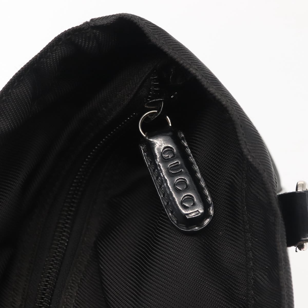 GUCCI Bamboo Hand Bag Nylon Black Silver 000 1998 0508 Auth 143305