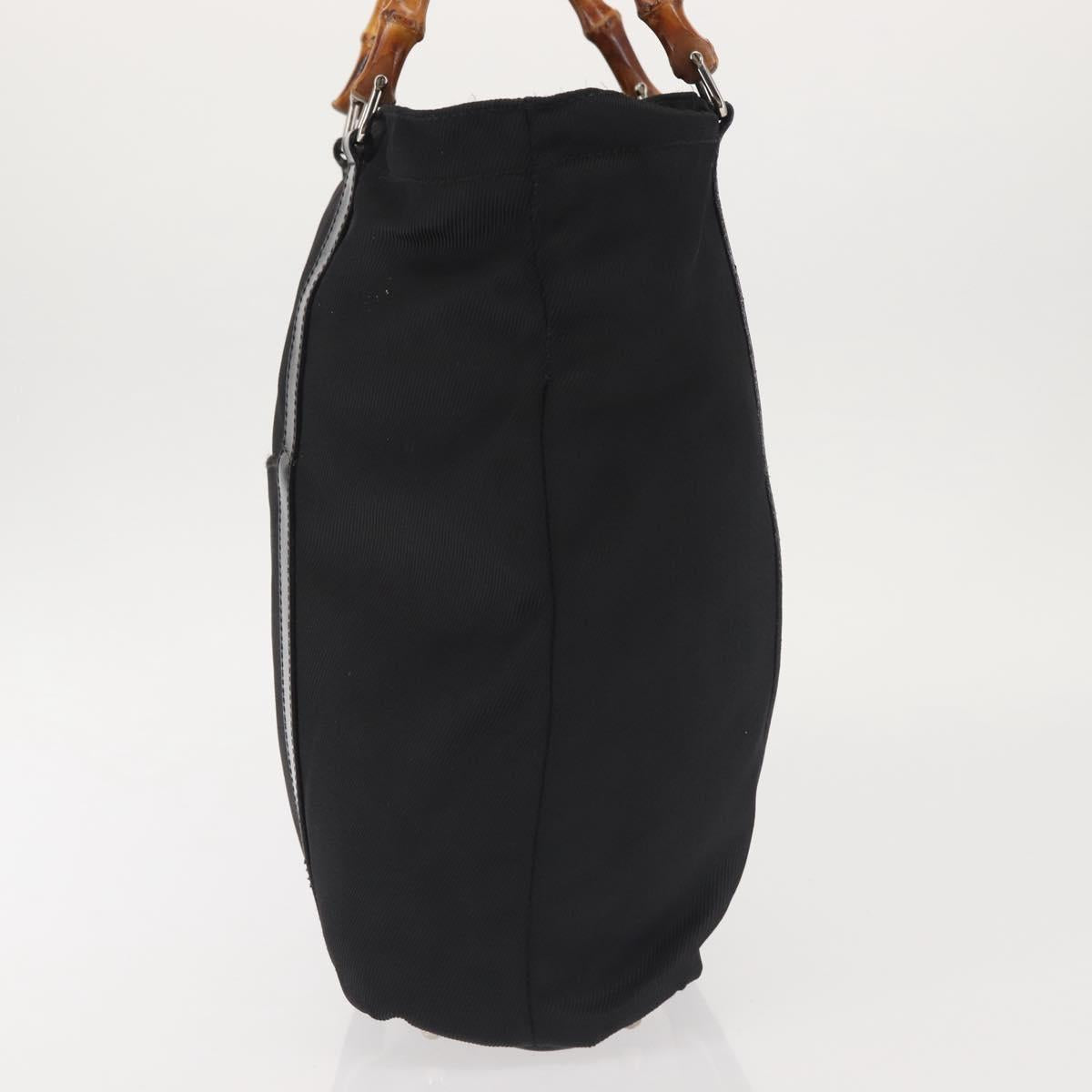 GUCCI Bamboo Hand Bag Nylon Black Silver 000 1998 0508 Auth 143305