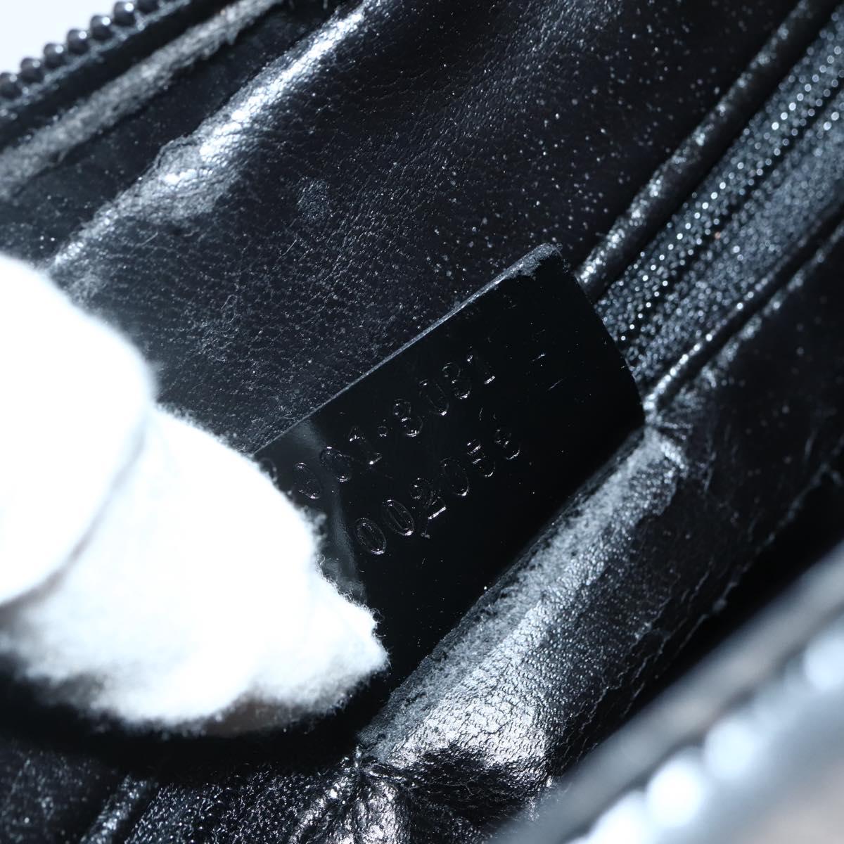 GUCCI Shoulder Bag Enamel Black Silver 001 3031 Auth 143306