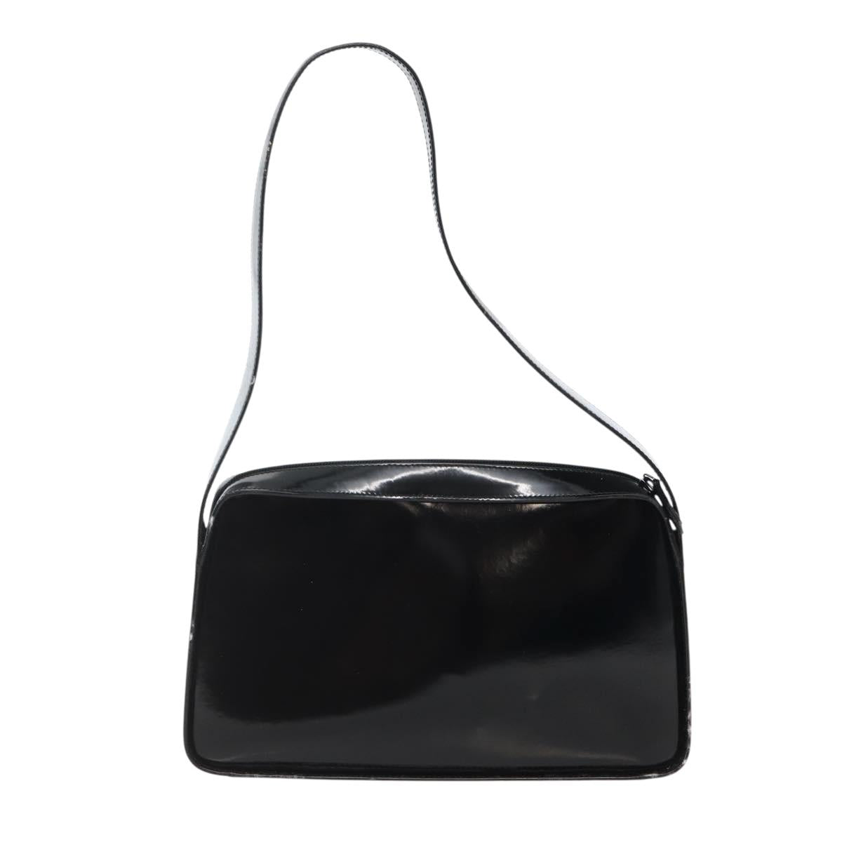 GUCCI Shoulder Bag Enamel Black Silver 001 3031 Auth 143306
