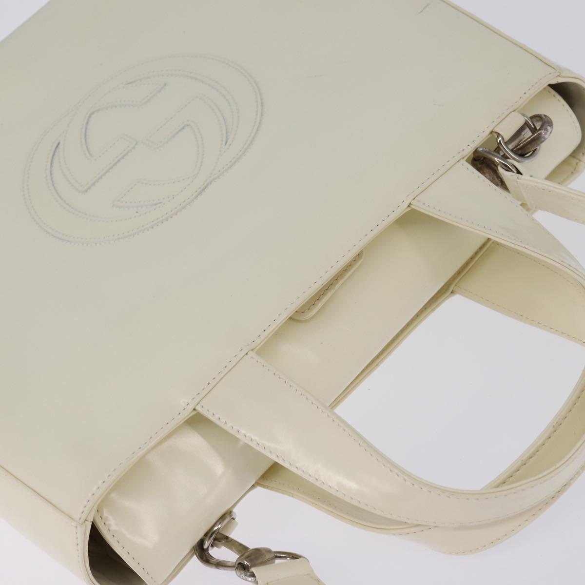 GUCCI Hand Bag Enamel 2way White Silver 001 1013 0504 Auth 143307
